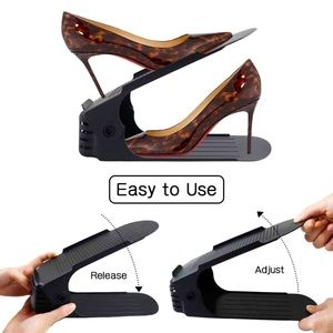 Shoe Organizers Adjustable Shoe Stackers 20pk-BLACK